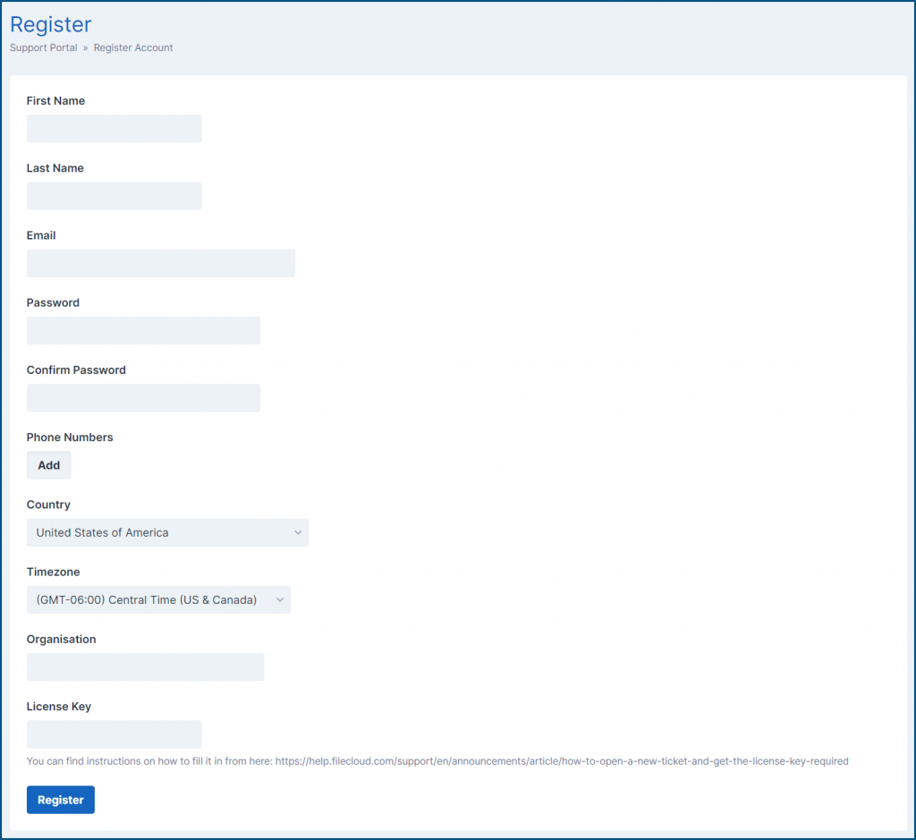 Customer Portal Registration